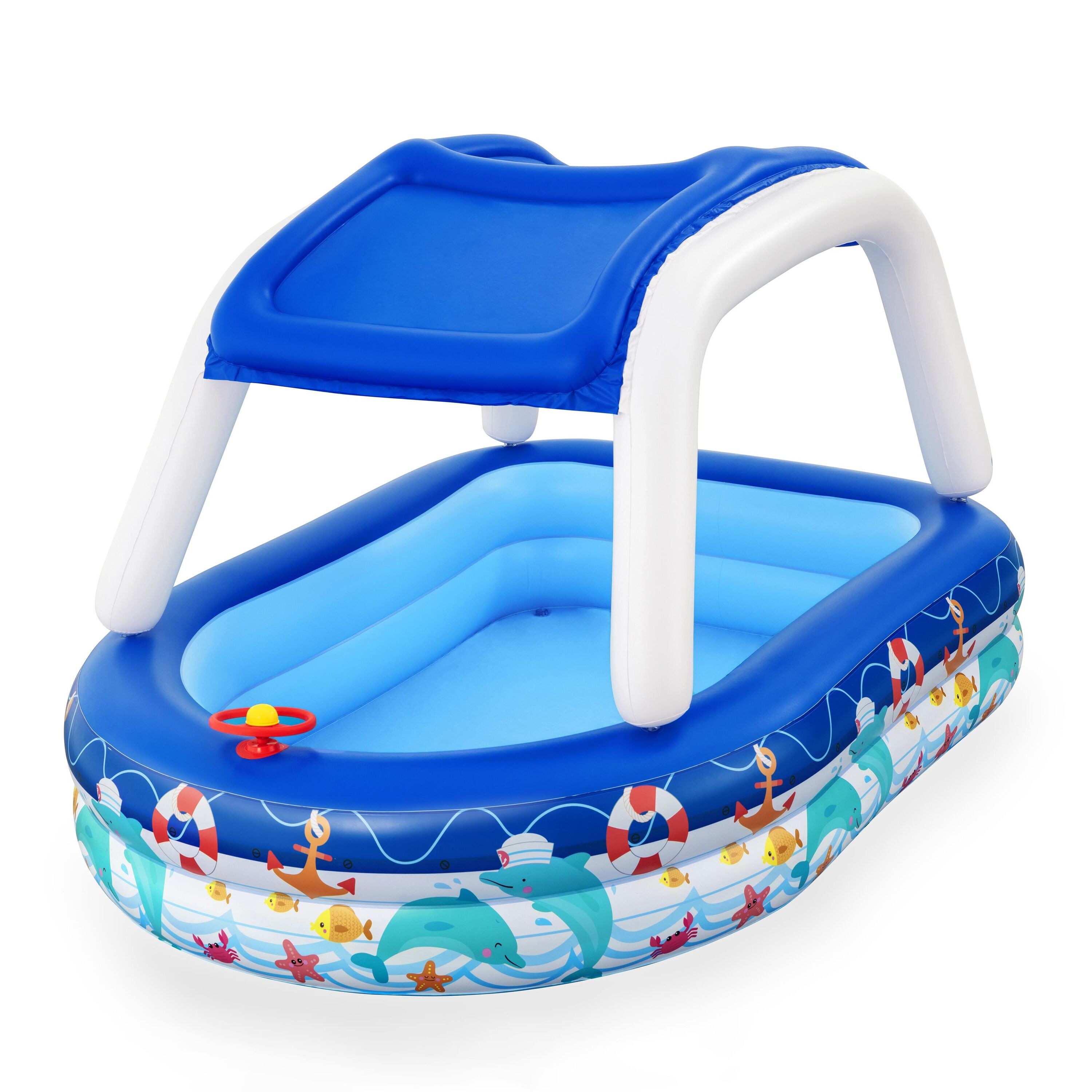 Bestway® Sea Captain™ 2.13 m x 1.55 m x 1.32 m Inflatable Shaded Family Pool